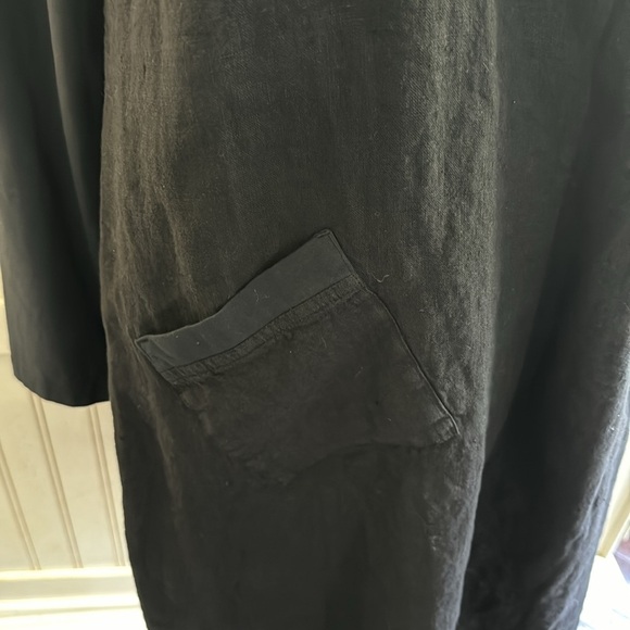 FLAX Woman’s 100% Linen Black Leganlook Tunic, Long Sleeve Pocket Dress - Picture 4 of 11
